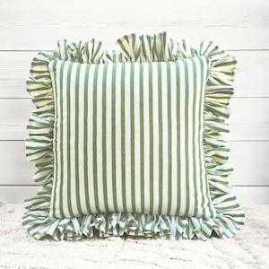Bohemian Frill Linen Striped Pillow Cover - Different Color Options With Frill Edges - Linen Lulu
