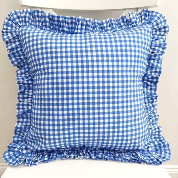 Bohemian Frill Linen Gingham Pillow Cover - Gingham Pillow - Pillow - Color Options With Frill Edges - Linen Lulu