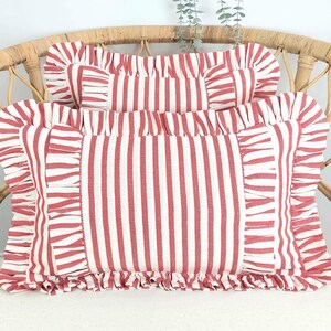Bohemian Frill Linen Striped Pillow Cover - Different Color Options With Frill Edges - Linen Lulu