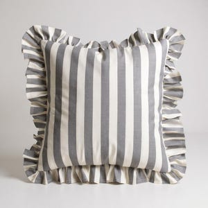 Bohemian Frill Striped Pillow Cover - Ruffle Pillow - Different Color Options With Frill Edges -  Linen Lulu