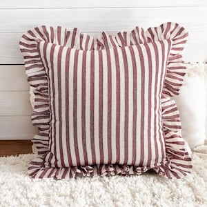 Bohemian Frill Linen Striped Pillow Cover - Different Color Options With Frill Edges - Linen Lulu