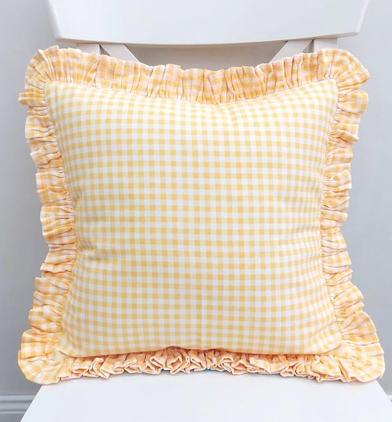 Bohemian Frill Linen Gingham Pillow Cover - Gingham Pillow - Pillow - Color Options With Frill Edges - Linen Lulu