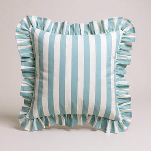 Bohemian Frill Striped Pillow Cover - Ruffle Pillow - Different Color Options With Frill Edges -  Linen Lulu