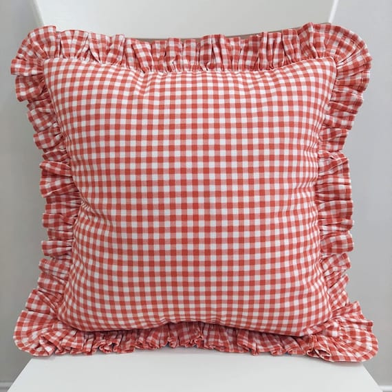 Bohemian Frill Linen Gingham Pillow Cover - Gingham Pillow - Pillow - Color Options With Frill Edges - Linen Lulu