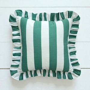 Frill Linen Striped Pillow Cover - Ruffle Linen Pillow -  Different Color Options With Frill Edges - Linen Lulu