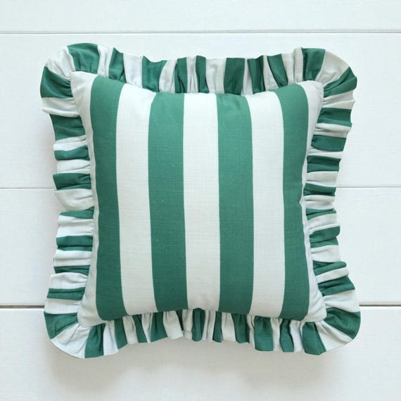 Frill Linen Striped Pillow Cover - Ruffle Linen Pillow -  Different Color Options With Frill Edges - Linen Lulu