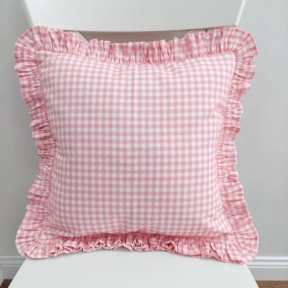 Bohemian Frill Linen Gingham Pillow Cover - Gingham Pillow - Pillow - Color Options With Frill Edges - Linen Lulu