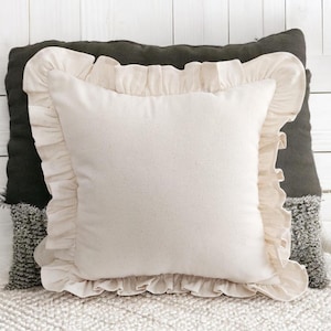 Bohemian Frill Linen Striped Pillow Cover - Different Color Options With Frill Edges - Linen Lulu