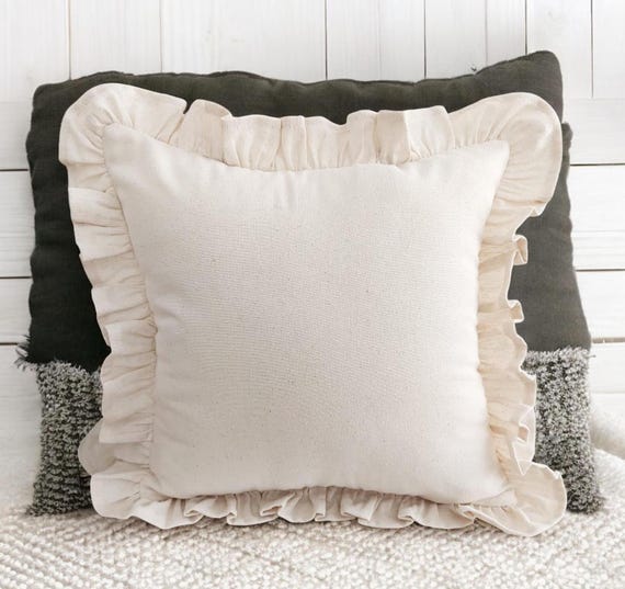 Bohemian Frill Linen Striped Pillow Cover - Different Color Options With Frill Edges - Linen Lulu