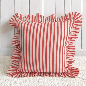Bohemian Frill Linen Striped Pillow Cover - Different Color Options With Frill Edges - Linen Lulu
