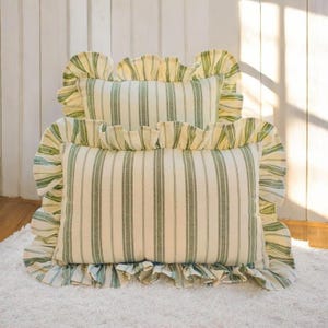 Bohemian Frill Linen Striped Pillow Cover - Different Color Options With Frill Edges - Linen Lulu