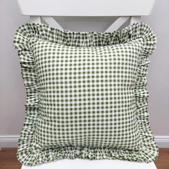 Bohemian Frill Linen Gingham Pillow Cover - Gingham Pillow - Pillow - Color Options With Frill Edges - Linen Lulu