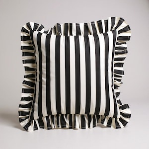 Bohemian Frill Striped Pillow Cover - Ruffle Pillow - Different Color Options With Frill Edges -  Linen Lulu