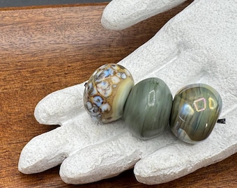 Large Lampwork Glass Beads, Lampwork Beads Set, Hollow Lampwork Beads, Lightweight, Green, Multicolor