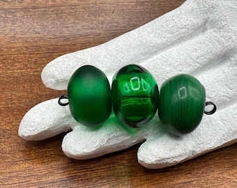 Large Lampwork Glass Beads, Lampwork Beads Set, Hollow Lampwork Beads, Lightweight, Green Assortment