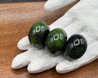 Large Lampwork Glass Beads, Lampwork Beads Set, Hollow Blown Lampwork Beads, Lightweight, Black and Green Beads