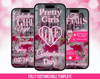Galentine’s Girls Night Invitation| Valentine’s Party Invitation| Pink Galentine’s Party Digital Template| Editable| Funny| Instant Download