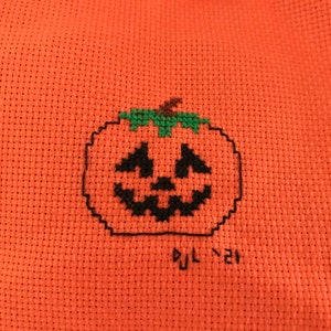 Completed Hand-Stitched Needlework: A Little Jack-o’-lantern