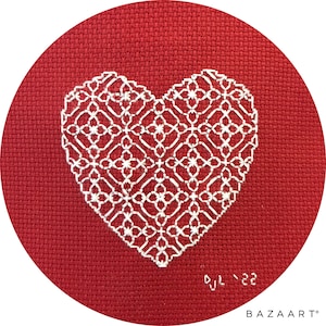 Completed Hand-Stitched Needlework: Lacy Heart