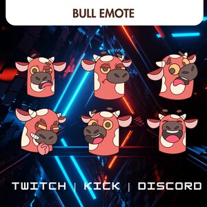 6 Static Bull Emotes Bundle Pack - Twitch, Youtube, Discord | Animal Emotes | Cow Emotes | Mega Emote\Emojis.