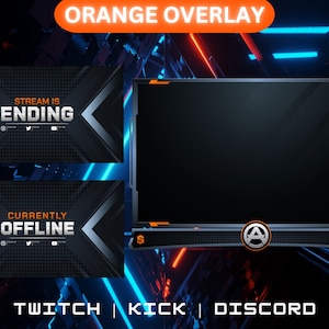 Orange Overlay Twitch Package | Includes Panels And Screens | Instant Download / Ready To Use - Streamer - Gaming.