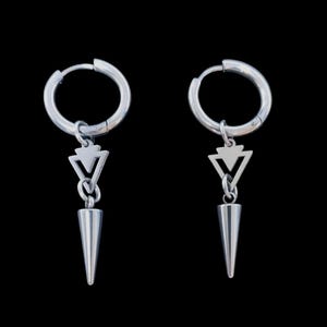 Geometric Cone Dangle Hoop Earrings |Stainless Steel Grunge Huggies