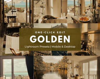 Golden Lightroom Preset, Aesthetic Warm Photo Editing for Instagram, Mobile Preset for Content Creators