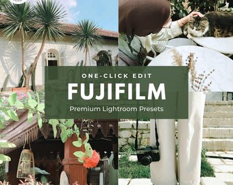 Fujifilm Lightroom-förinställningar för mobil och dator | Fotoredigeringspaket med filmlook | Naturlig grön ton | Direktnedladdning