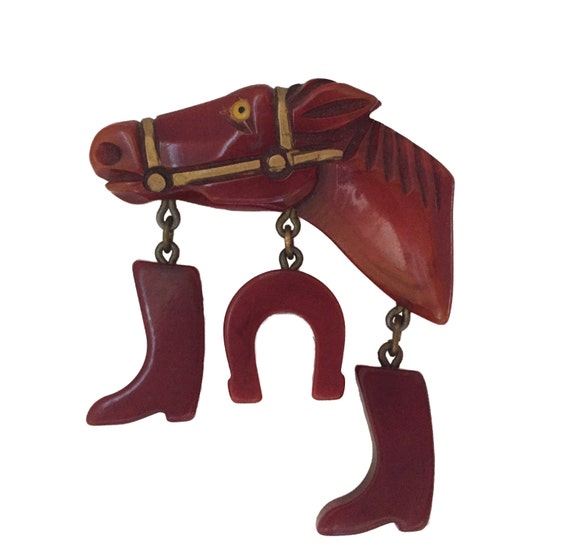 Vintage Western Horse Bakelite PIn c. 1940s