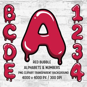 Alphabet graffiti rouge dégoulinant PNG : police de caractères Street Art (téléchargement numérique)
