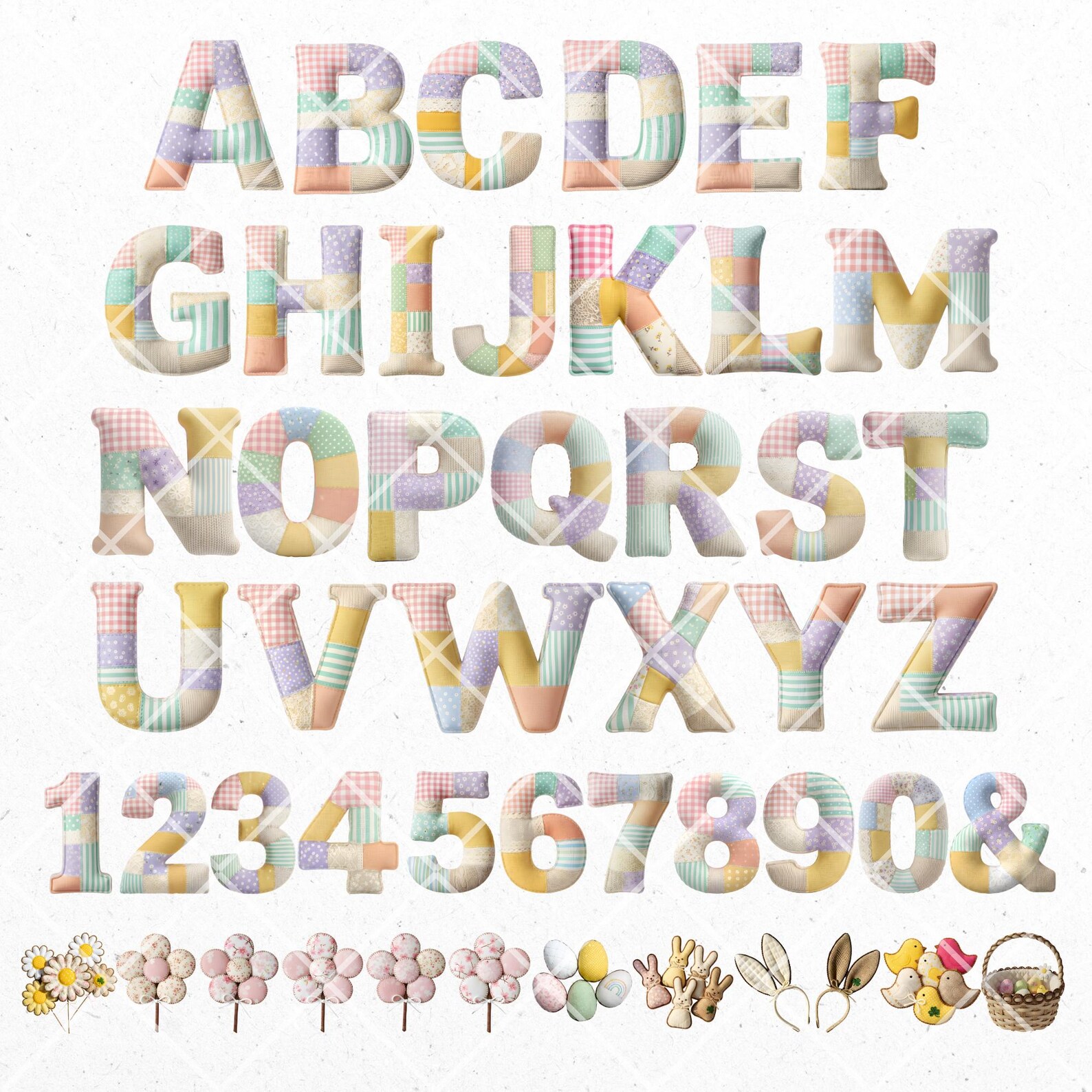 Easter Patchwork Quilt Alphabet PNG Clipart (digital Download) - Etsy