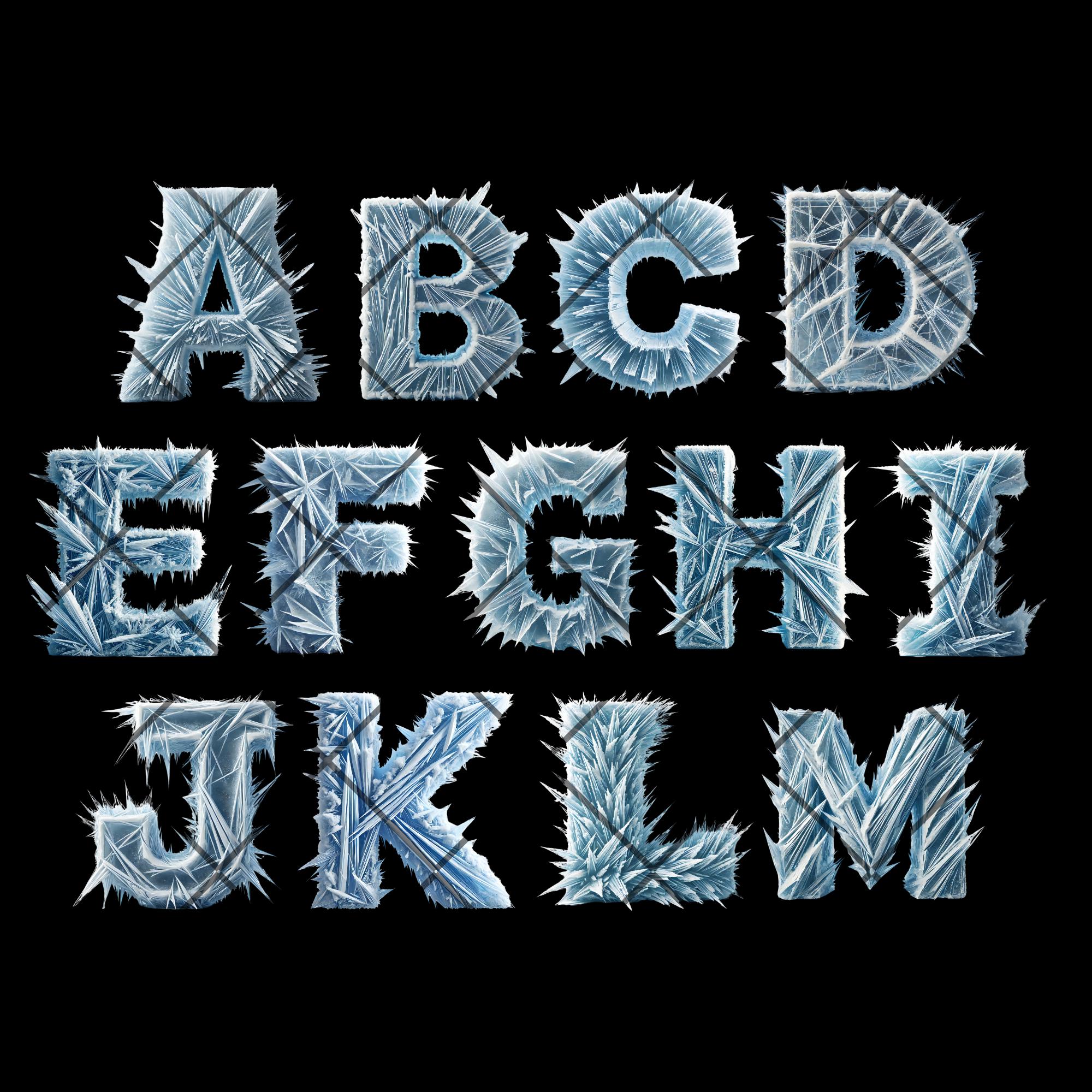 Ice Crystal Alphabet: Snowflake Letter PNG Designs (digital Download ...
