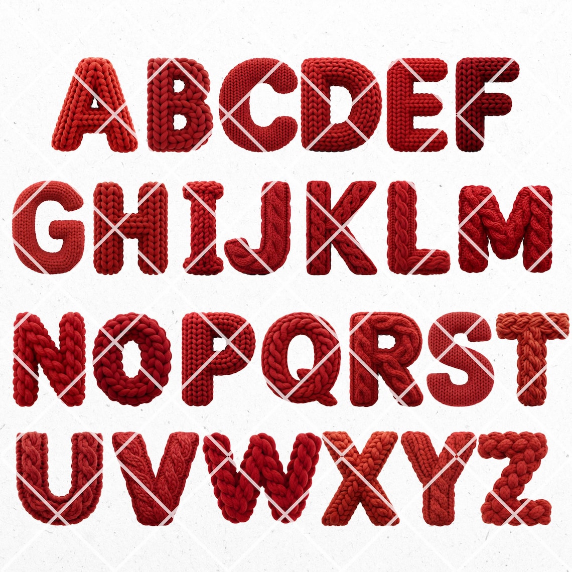 Yarn Letter R Red Faux Yarn Alphabet Clipart PNG Letters Knitted Font Digital ...