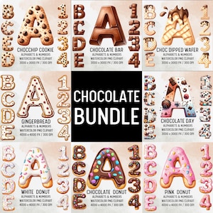 Chocolate Alphabet Clipart Bundle: Dessert Font PNG (Digital Download)