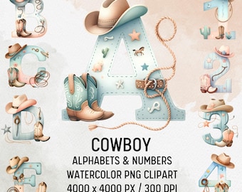 Cowboy Alphabet Clipart: Western Rodeo PNG Letters (Digital Download)
