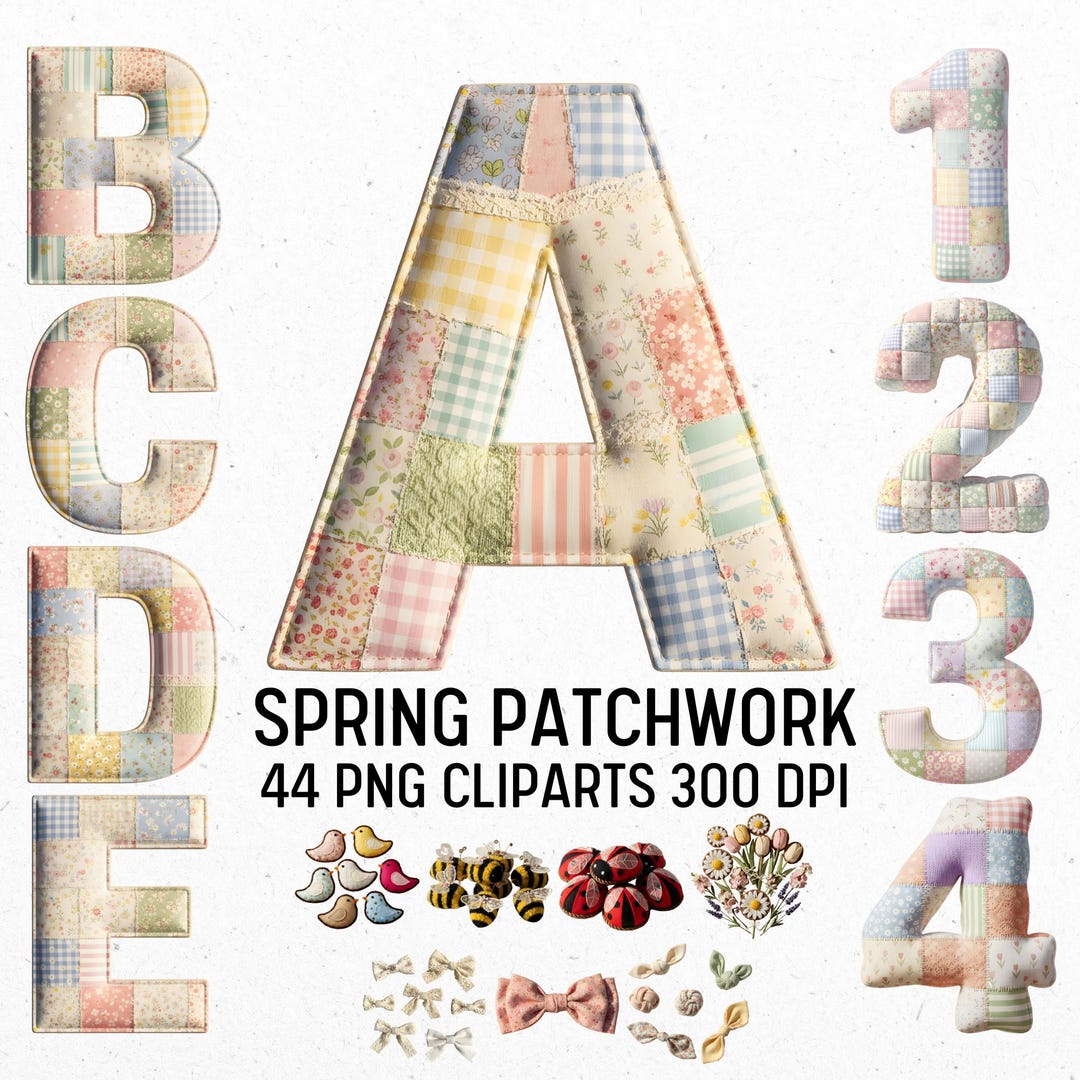 Spring Patchwork Quilt Alphabet PNG Clipart (digital Download) - Etsy
