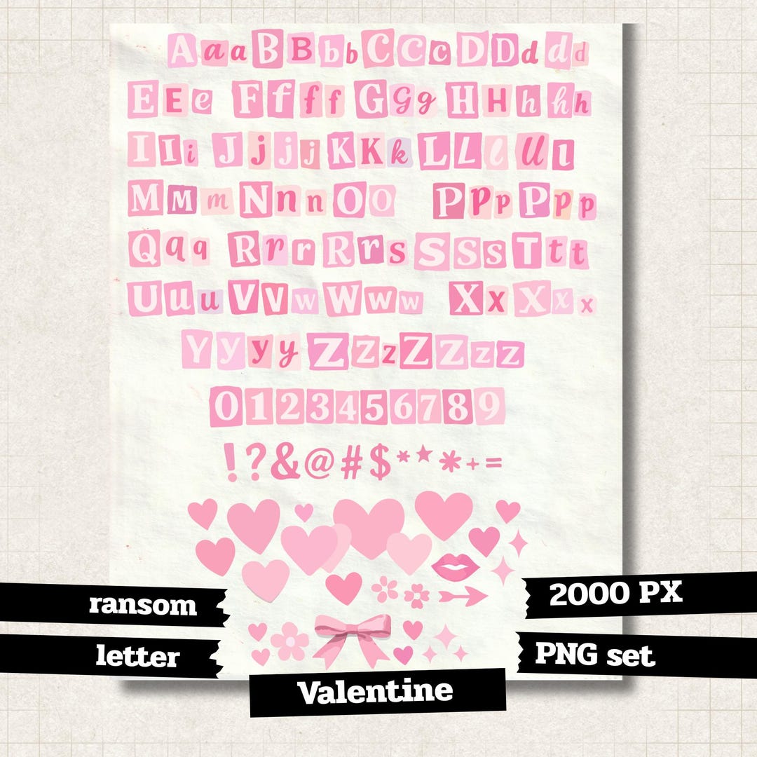 Pink Ransom Note Letters Valentine Pink Ransom Note Alphabet, PNG Cutout (digital Download - Etsy