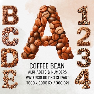 Coffee Bean Alphabet PNG Clipart, Rustic Font, Cafe Lettering, coffee letter, cafe typography, espresso theme, barista design,caffeine lover