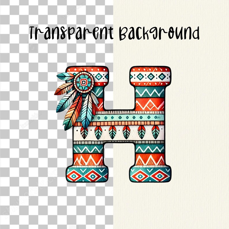 Tribal Alphabet Clipart: Native American Pattern PNG Designs (digital ...