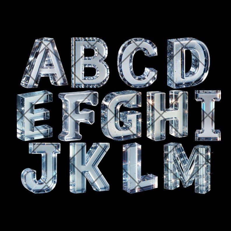 Gems Lettering Crystal Alphabet PNG: Sparkling Gem Letters, Luxury Font (digital ...