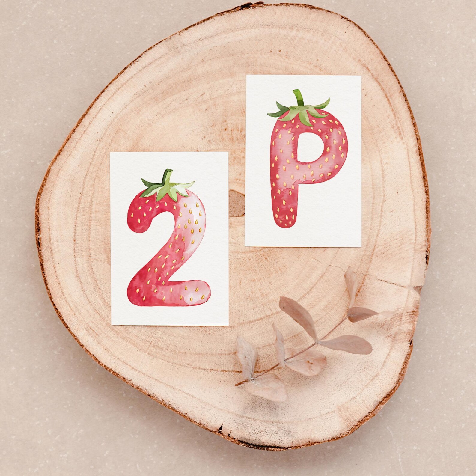 Watercolor Strawberry Alphabet Clipart: Berry Font PNG Set (digital ...