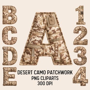 Desert Camo Patchwork Quilt Alfabet PNG Clipart (digital nedladdning)