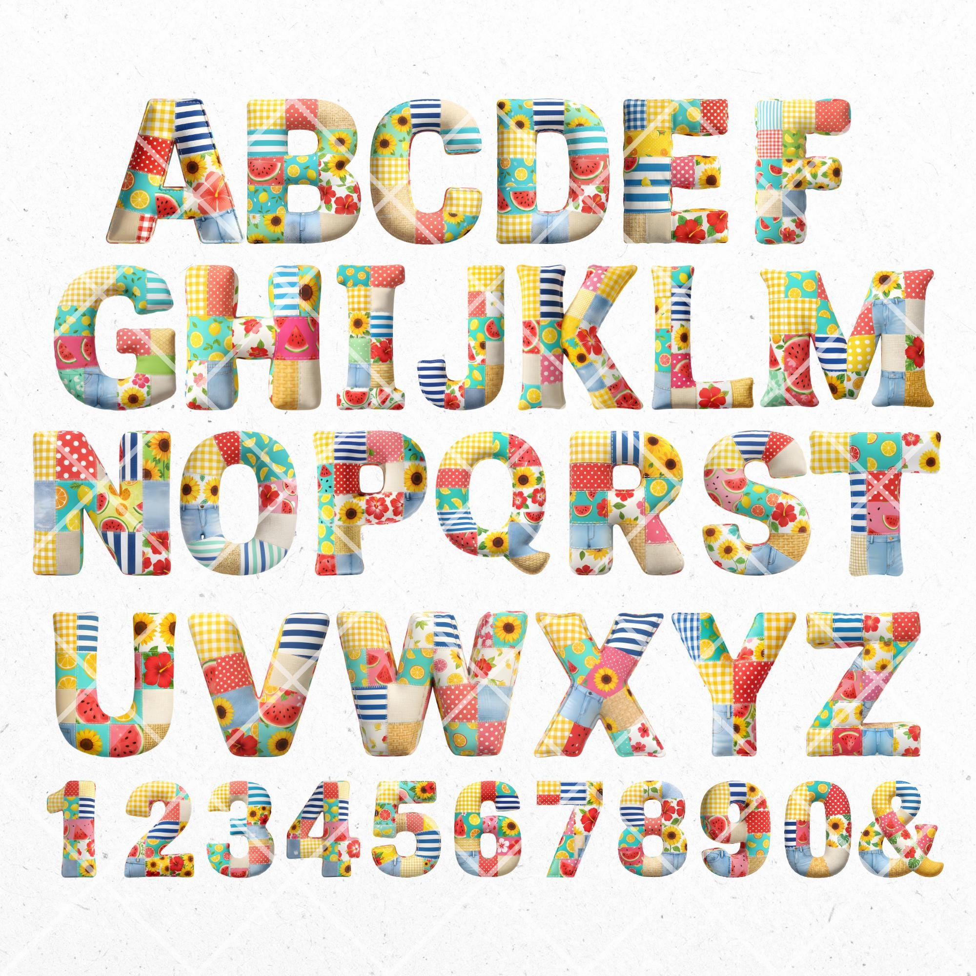 Summer Patchwork Quilt Alphabet PNG Clipart (digital Download) - Etsy