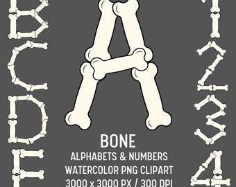 Halloween Bone Alphabet PNG Set: Spooky Paw Print Letters (Digital Download)