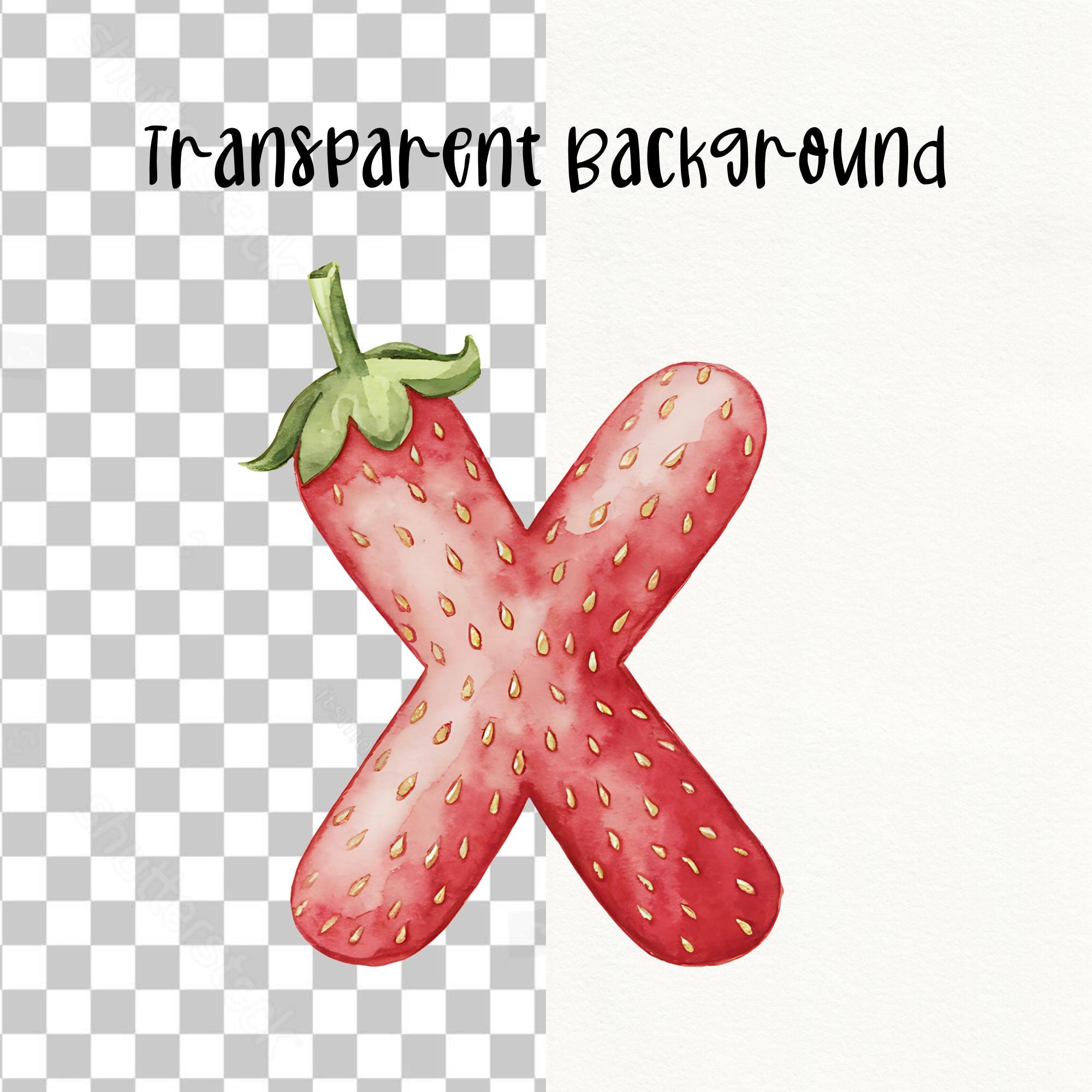 Watercolor Strawberry Alphabet Clipart: Berry Font PNG Set (digital ...