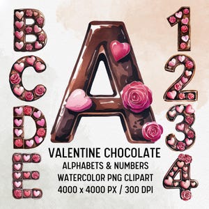 Valentine Chocolate Alphabet Clipart: Sweet Letter PNG Graphics (Digital Download)
