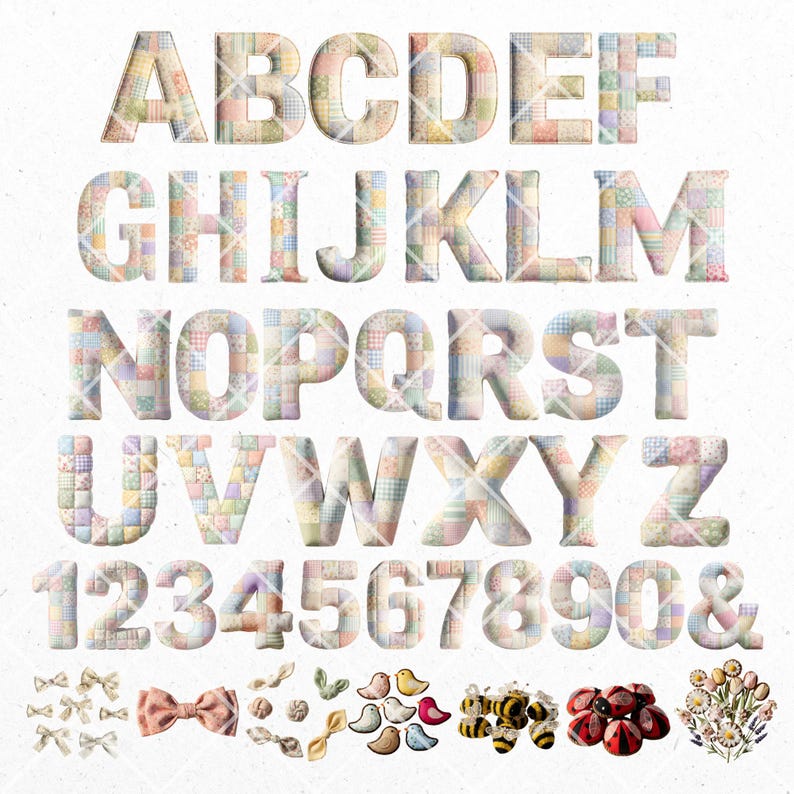 Spring Patchwork Quilt Alphabet PNG Clipart (digital Download) - Etsy