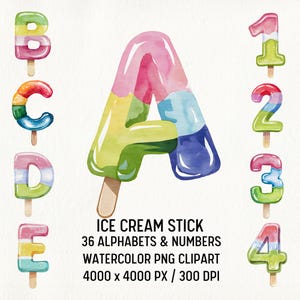 Ice Cream Stick Alphabet PNG Clipart: Summer Classroom Decor (Digital Download)