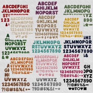 Faux Yarn Alphabet Clipart, Knitted Style Letters, 15 Colors (Digital Design PNG Bundle)