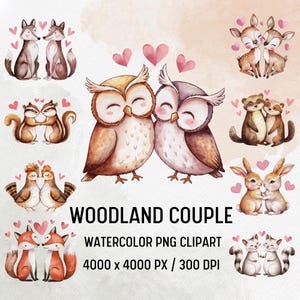 Clipart couple Woodland, Art de mariage forêt rustique, clipart Nature, clipart rustique, décoration de chambre d'enfant, illustration de la forêt, forêt romantique